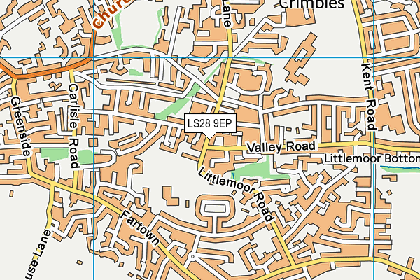 LS28 9EP map - OS VectorMap District (Ordnance Survey)