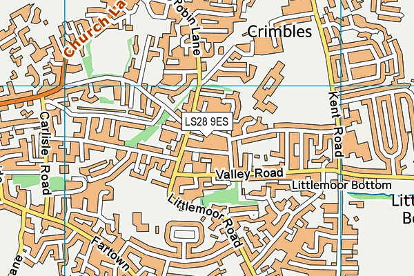 LS28 9ES map - OS VectorMap District (Ordnance Survey)