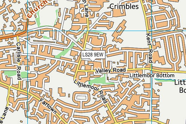 LS28 9EW map - OS VectorMap District (Ordnance Survey)