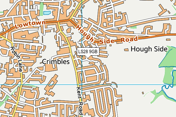LS28 9GB map - OS VectorMap District (Ordnance Survey)