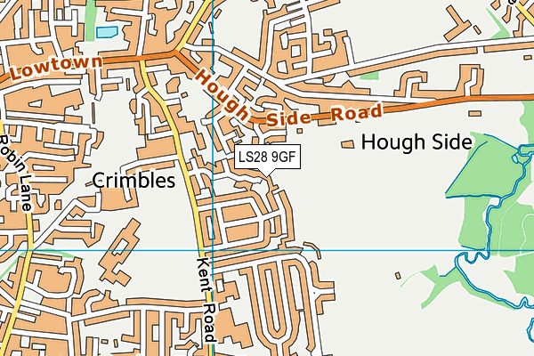 LS28 9GF map - OS VectorMap District (Ordnance Survey)