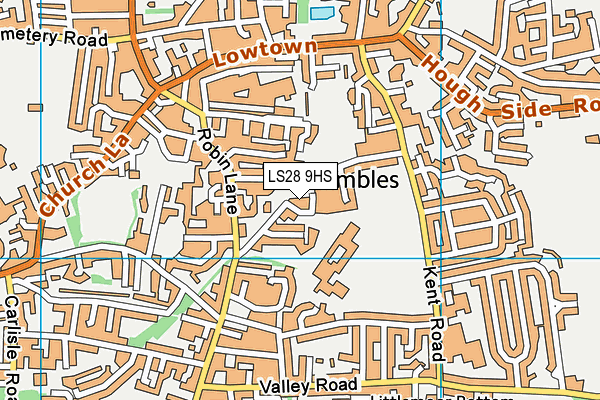 LS28 9HS map - OS VectorMap District (Ordnance Survey)