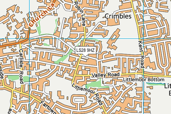 LS28 9HZ map - OS VectorMap District (Ordnance Survey)