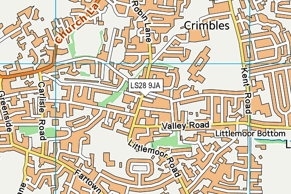 LS28 9JA map - OS VectorMap District (Ordnance Survey)