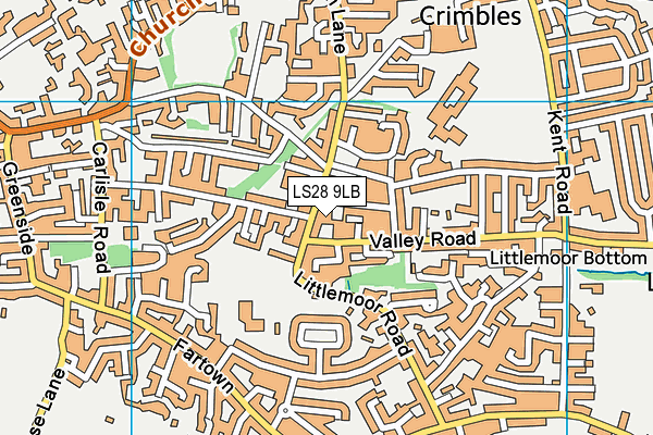 LS28 9LB map - OS VectorMap District (Ordnance Survey)