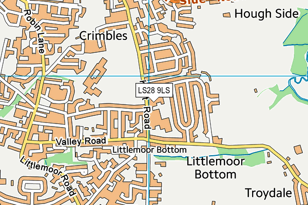 LS28 9LS map - OS VectorMap District (Ordnance Survey)