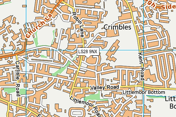LS28 9NX map - OS VectorMap District (Ordnance Survey)