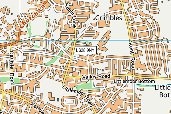 LS28 9NY map - OS VectorMap District (Ordnance Survey)