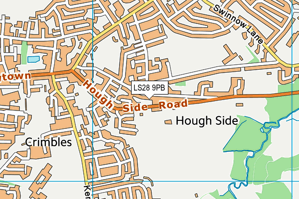 LS28 9PB map - OS VectorMap District (Ordnance Survey)