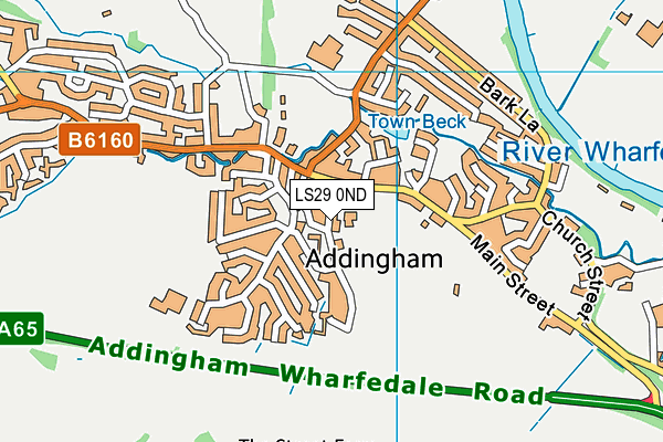 Addingham Recreation Ground map (LS29 0ND) - OS VectorMap District (Ordnance Survey)