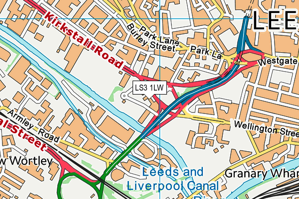 Powerleague (Leeds Central) map (LS3 1LW) - OS VectorMap District (Ordnance Survey)
