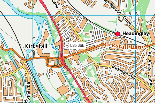 Kirkstall Leisure Centre map (LS5 3BE) - OS VectorMap District (Ordnance Survey)