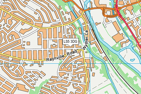LS5 3DG map - OS VectorMap District (Ordnance Survey)
