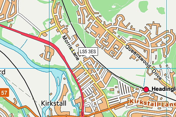 LS5 3ES map - OS VectorMap District (Ordnance Survey)