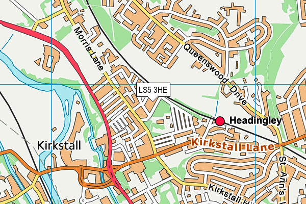 LS5 3HE map - OS VectorMap District (Ordnance Survey)