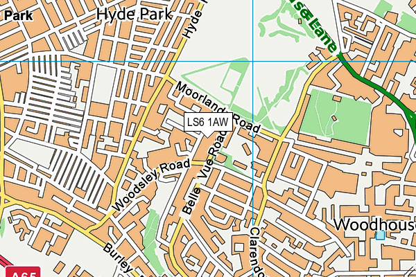LS6 1AW map - OS VectorMap District (Ordnance Survey)