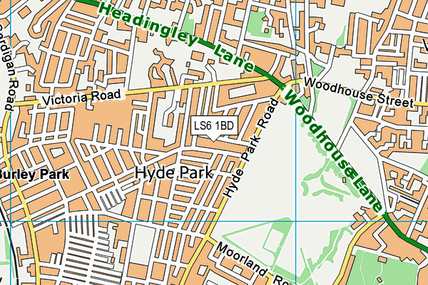 LS6 1BD map - OS VectorMap District (Ordnance Survey)