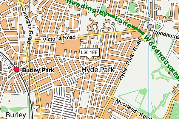 LS6 1EE map - OS VectorMap District (Ordnance Survey)