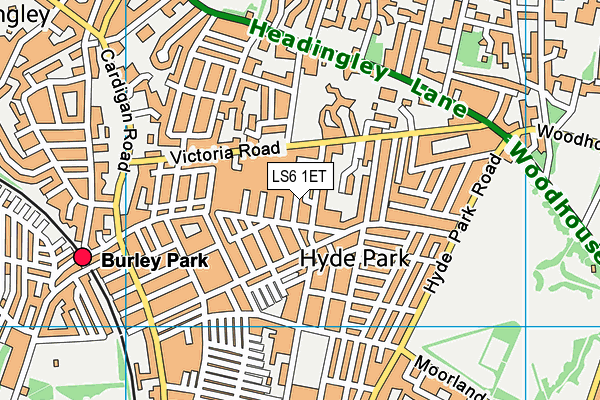 LS6 1ET map - OS VectorMap District (Ordnance Survey)