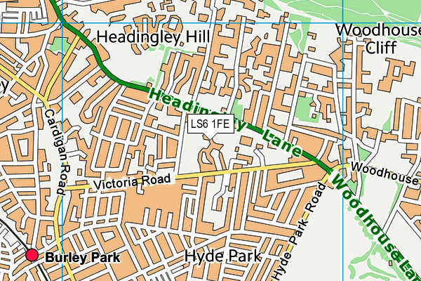 LS6 1FE map - OS VectorMap District (Ordnance Survey)