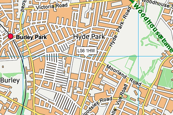 LS6 1HW map - OS VectorMap District (Ordnance Survey)
