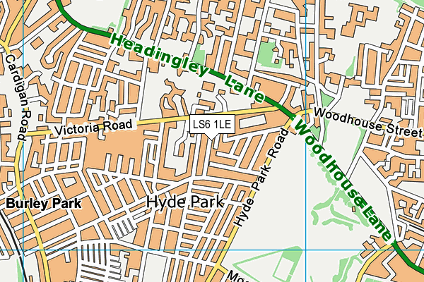 LS6 1LE map - OS VectorMap District (Ordnance Survey)
