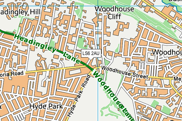 LS6 2AU map - OS VectorMap District (Ordnance Survey)