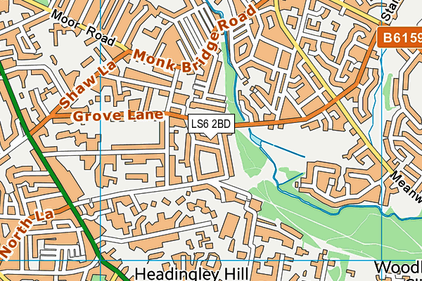 LS6 2BD map - OS VectorMap District (Ordnance Survey)