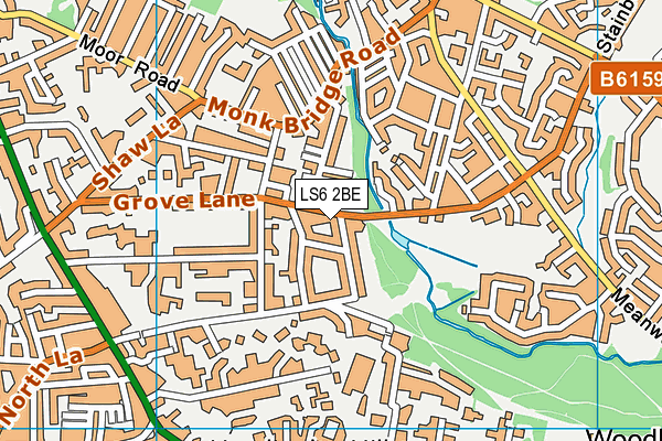 LS6 2BE map - OS VectorMap District (Ordnance Survey)