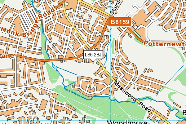LS6 2BJ map - OS VectorMap District (Ordnance Survey)