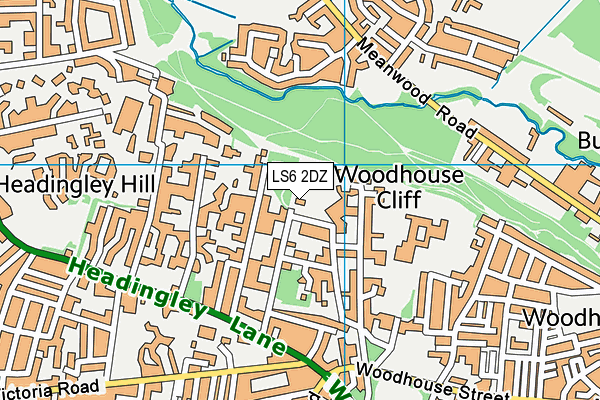 LS6 2DZ map - OS VectorMap District (Ordnance Survey)