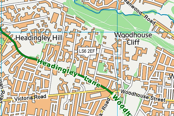 LS6 2EF map - OS VectorMap District (Ordnance Survey)