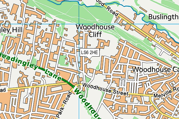 LS6 2HE map - OS VectorMap District (Ordnance Survey)