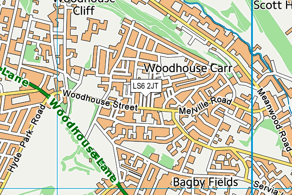 LS6 2JT map - OS VectorMap District (Ordnance Survey)