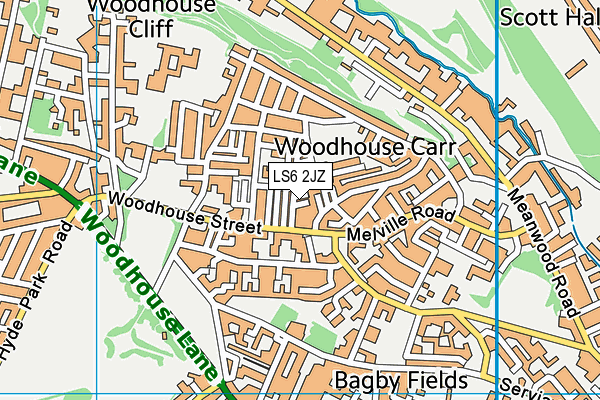 LS6 2JZ map - OS VectorMap District (Ordnance Survey)