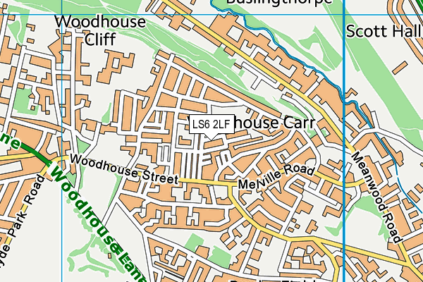 LS6 2LF map - OS VectorMap District (Ordnance Survey)