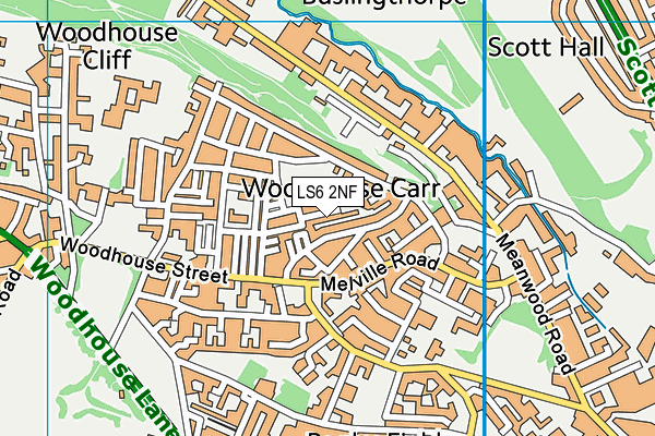 Hartley Avenue Park (Closed) map (LS6 2NF) - OS VectorMap District (Ordnance Survey)