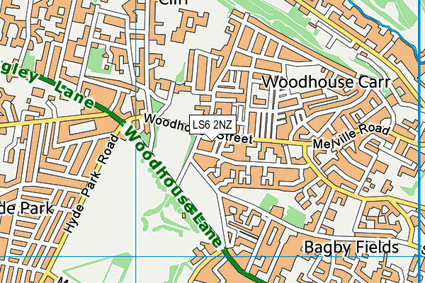 LS6 2NZ map - OS VectorMap District (Ordnance Survey)