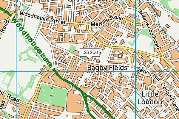 LS6 2QJ map - OS VectorMap District (Ordnance Survey)