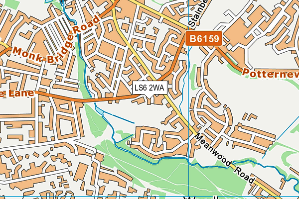 LS6 2WA map - OS VectorMap District (Ordnance Survey)