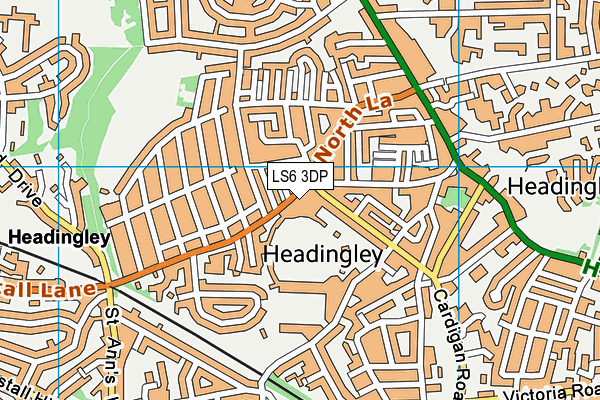 LS6 3DP map - OS VectorMap District (Ordnance Survey)