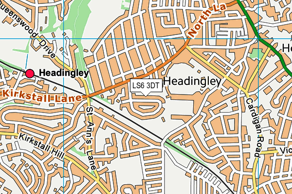 LS6 3DT map - OS VectorMap District (Ordnance Survey)