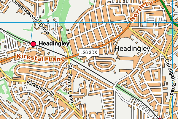 LS6 3DX map - OS VectorMap District (Ordnance Survey)
