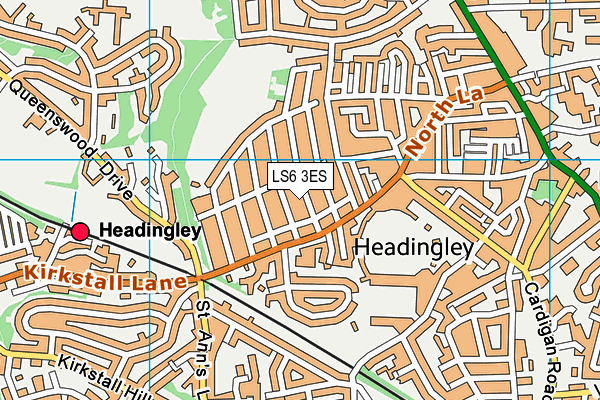 LS6 3ES map - OS VectorMap District (Ordnance Survey)