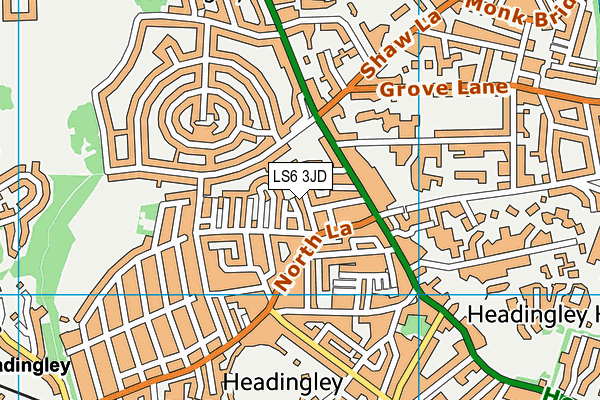 LS6 3JD map - OS VectorMap District (Ordnance Survey)