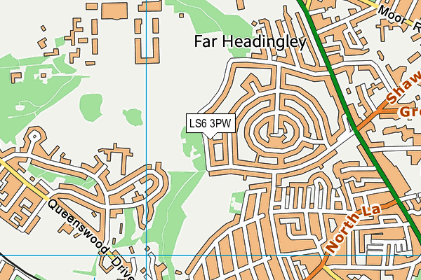 LS6 3PW map - OS VectorMap District (Ordnance Survey)