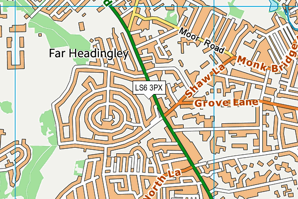 LS6 3PX map - OS VectorMap District (Ordnance Survey)