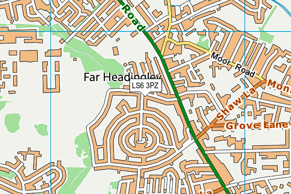 LS6 3PZ map - OS VectorMap District (Ordnance Survey)