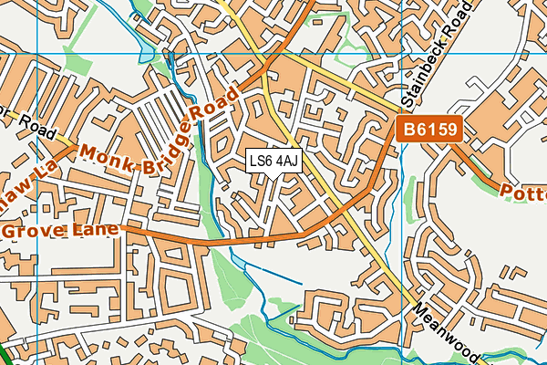 LS6 4AJ map - OS VectorMap District (Ordnance Survey)