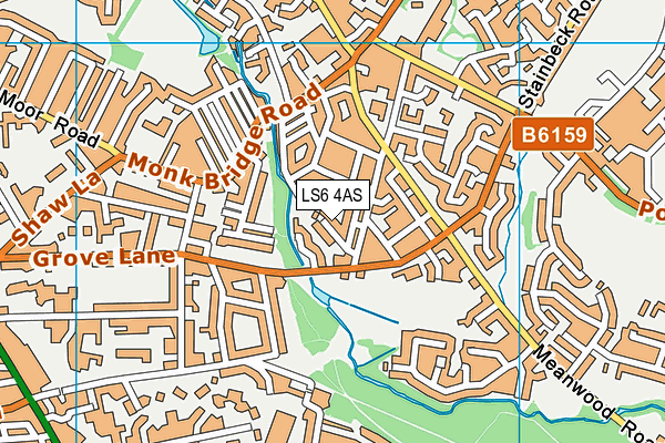 LS6 4AS map - OS VectorMap District (Ordnance Survey)